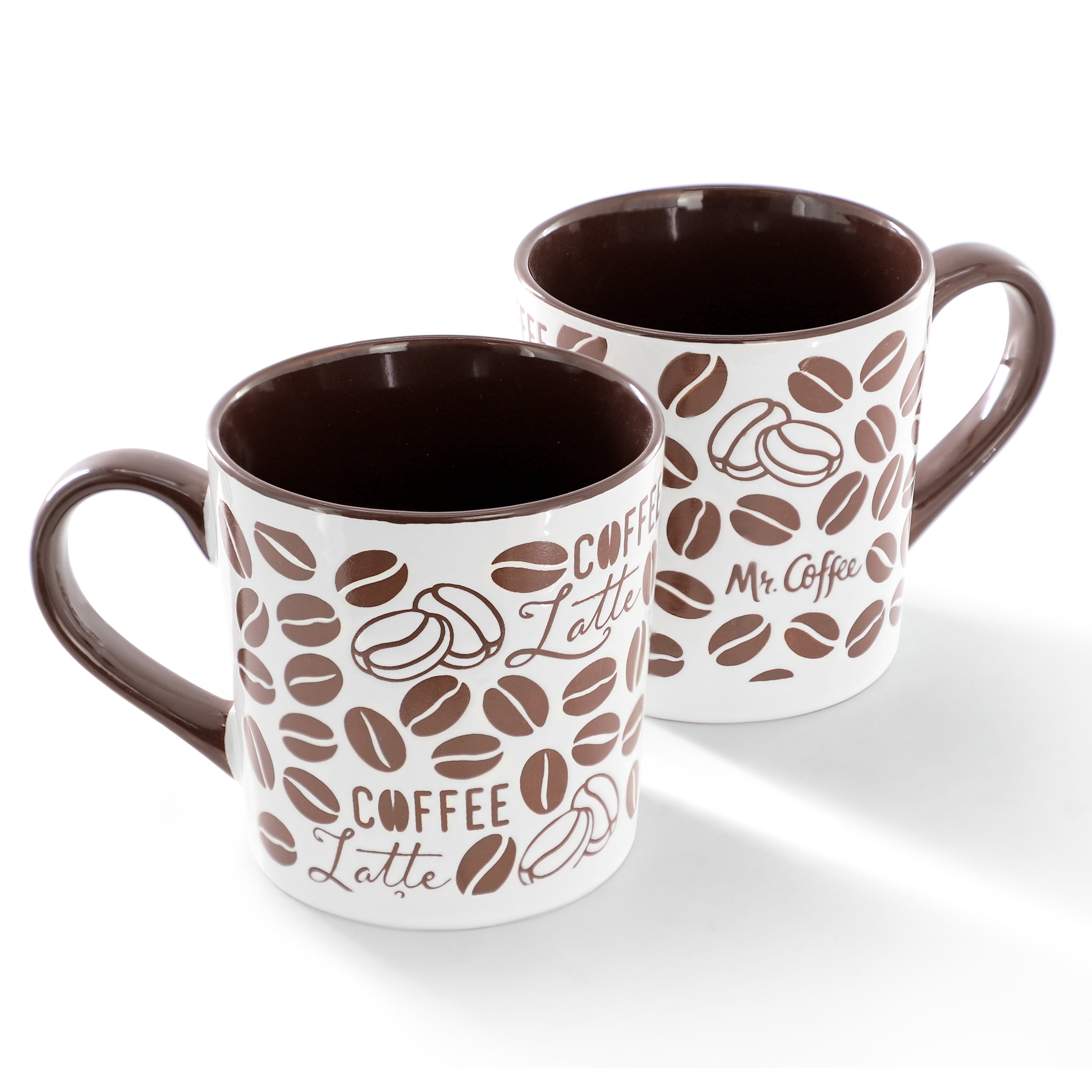 Mr. Coffee Vintage Brew 4 Piece 18 Ounce Stoneware Mug Set in Brown