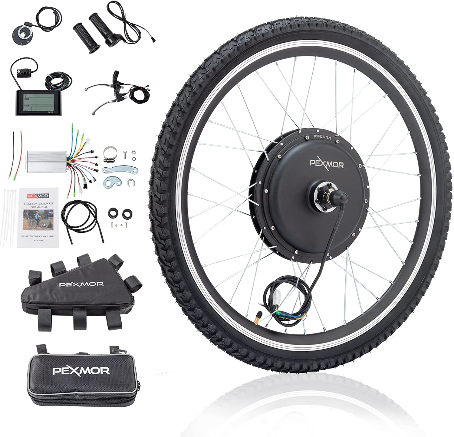 PEXMOR Electric Bike Conversion Kit 48V 1000W 26 Front Rear Wheel W PEXMOR Electric Bike Conversion Kit 48V 1000W 26 Front Rear Wheel W