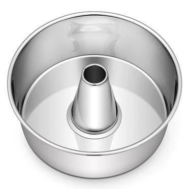 Walchoice 10 inch Angel Food Cake Pan, Stainless Steel Deep Cake Pan with Tube, Large Kitchen Metal Pans for Baking, Chiffon Cake Mold - Silver