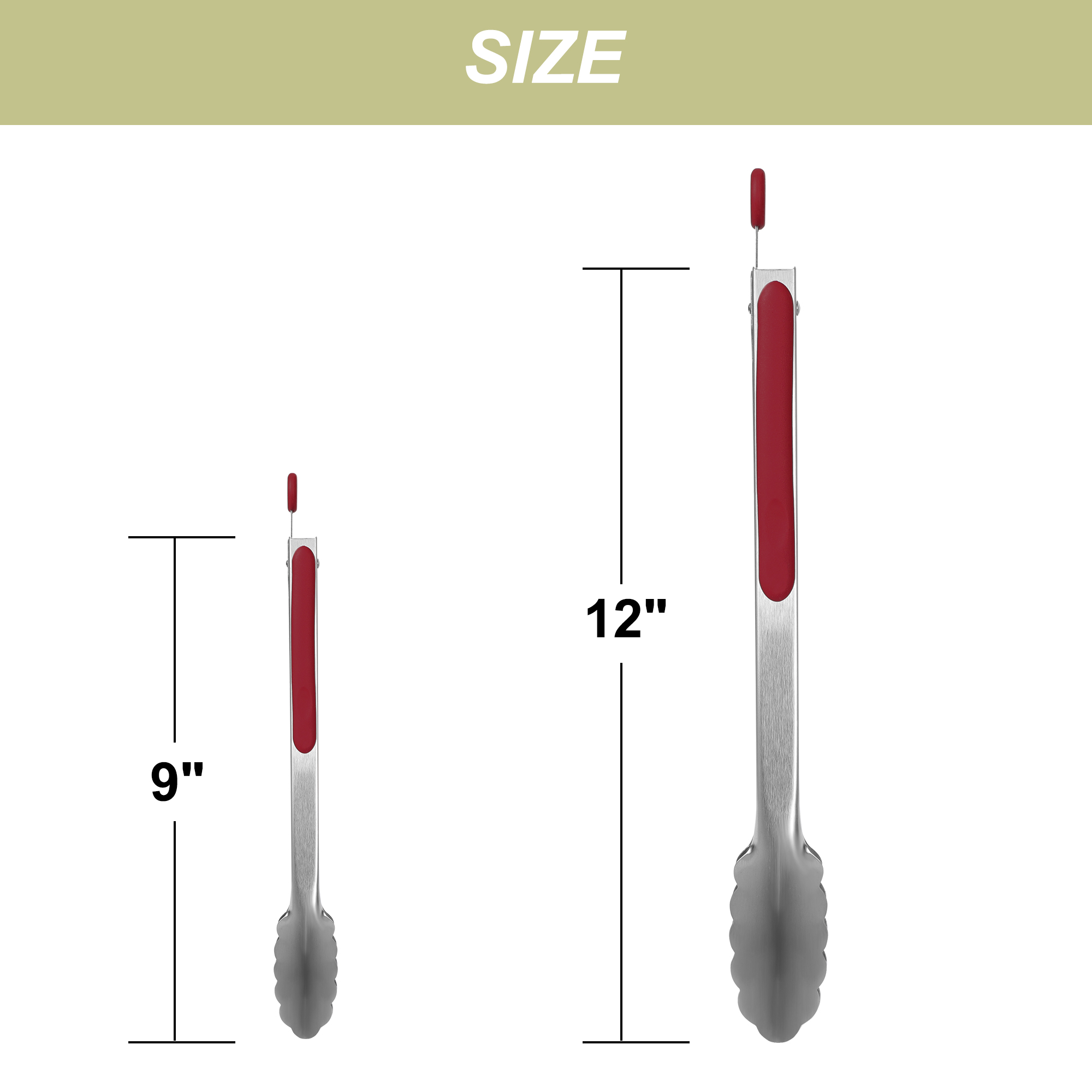 Unique Bargains Kitchen Tong Set Cooking Stainless Steel Tongs Silicone Grip Burgundy 2Pcs