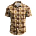 thumbnail image 6 of IAJDKMEK Halloween Men's Collared Short Sleeve Shirt - Lightweight Button-Down Knit Shirt, Breathable Summer Shirt for Summer Daily, Golf Shirt & Costume Events,Khaki 4XL, 6 of 7