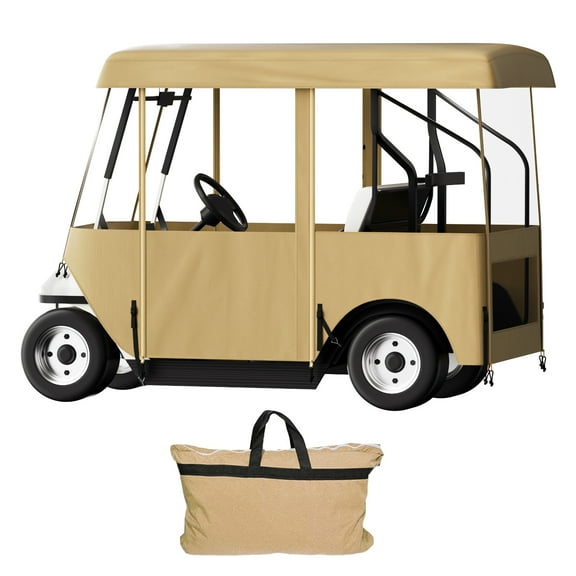 KFFKFF Golf Cart Cover 4 Passenger Outdoor Polyester Full Cover Waterproof & Dustproof Storage for EZ Go Club Yamaha Cart