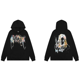 thumbnail image 1 of Sudadera con capucha informal de moda, bordado de venganza, nicho de hueso largo, cabeza de Calavera, estilo americano, ajuste suelto, High StreetNegro 5557, 1 of 3