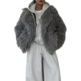 thumbnail image 2 of Abrigos de Invierno Cálidos de Piel Sintética con Solapa y Forro Interior para Mujer Gris M, 2 of 10