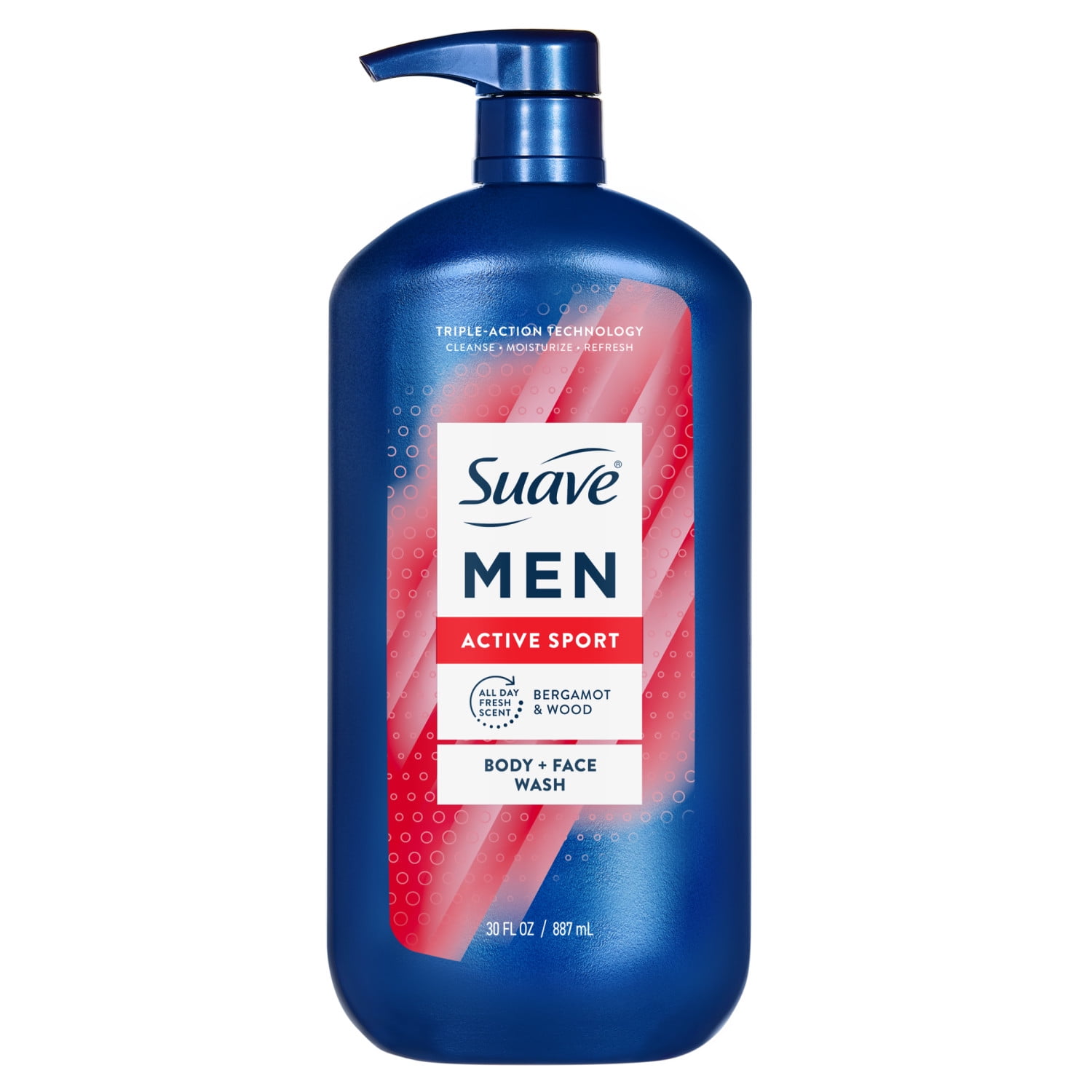 (2 pack) Suave Men Active Sport 2-in-1 Body & Face Wash with Glycerin & Vitamin E, 30 FL OZ