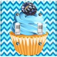 thumbnail image 1 of Metal Light Switch Plate Cover Baby Blue Blackberry Cupcake Chevron Wallpaper CAK033, 1 of 13