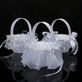 thumbnail image 7 of Wedding Flower Girl Baskets, White Satin Bowknot Rhinestones Flower Baskets Collection Flower Girl Baskets for Weddings(Rhinestones Bow), 7 of 7