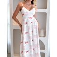 thumbnail image 5 of Womens 2025 Summer Maxi Dress Sleeveless Floral Smocked Boho Beach Long Dress Red L, 5 of 8