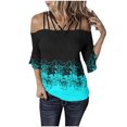 thumbnail image 1 of Camisas Para Mujer, Sueltas, Informales, de Manga 3/4, Con Estampado Sin Tirantes, Blusa Informal, Camiseta, Túnica, Tops Odeerbi ODB126826, 1 of 7