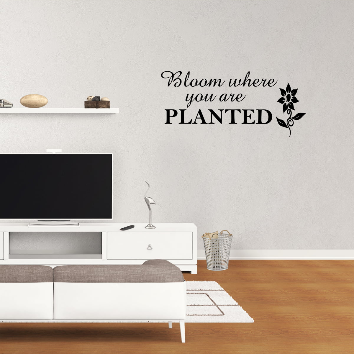 Office Green Motivational Vinyl Lettering for Living Room Kitchen Bedroom Other Colors Bathroom Brown White Yellow Blue Encouraging Wall Decor Quote ‘Bloom Where You Are Planted’ Black