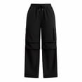 thumbnail image 4 of Jerdar Women's Barrel Leg Sweatpant Drawstring Elastic Waisted Wide Leg Pants Casual Cotton Palazzo Trousers with Pockets Office Work L, 4 of 8