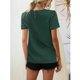 thumbnail image 4 of Tops de verano para mujer, parte delantera plisada, Color puro, cuello redondo, camisa informal holgada de manga corta para mujer, para fiesta, oficina, viajes, 4 of 6