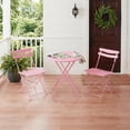 thumbnail image 6 of IdealHouse 3 Piece Patio Bistro Set, Folding Patio Bistro Table and Chairs Set of 2, Outdoor Patio Furniture Set, Metal Structure, No Assembly Need, for Balcony Yard Garden, Pink, 6 of 7