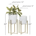 thumbnail image 4 of DecMode 22", 19"H Deep Dome Speckled White Metal Planter with Removable Stand (2 Count), 4 of 13