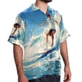 thumbnail image 2 of Surfing in Summer Men's Hawaiian Poplin Casual Printed Button Down Short Summer Beach Shirts, Unisex, 2 of 6