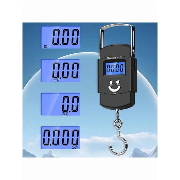 Digital Luggage Scale with Backlit LCD, 110 lb High Precision Handheld Suitcase Weight Scale for Travel, Portable Hanging Bag Scale with Tare Function and Ergonomic Grip, Black