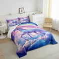 thumbnail image 3 of Feelyou 3D Neon Unicorn Queen Comforter Set for Child, Glitter Purple Galaxy Bedding Sets, Magical Stars Rainbow Reversible Bedding Comforter Set, Breathable Home Decor, 3pcs, 3 of 8