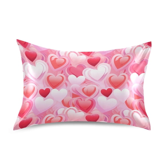 Ryvnso Satin Pillowcase Valentine with Love Hearts Pillow Cases Standard Size 26x20in