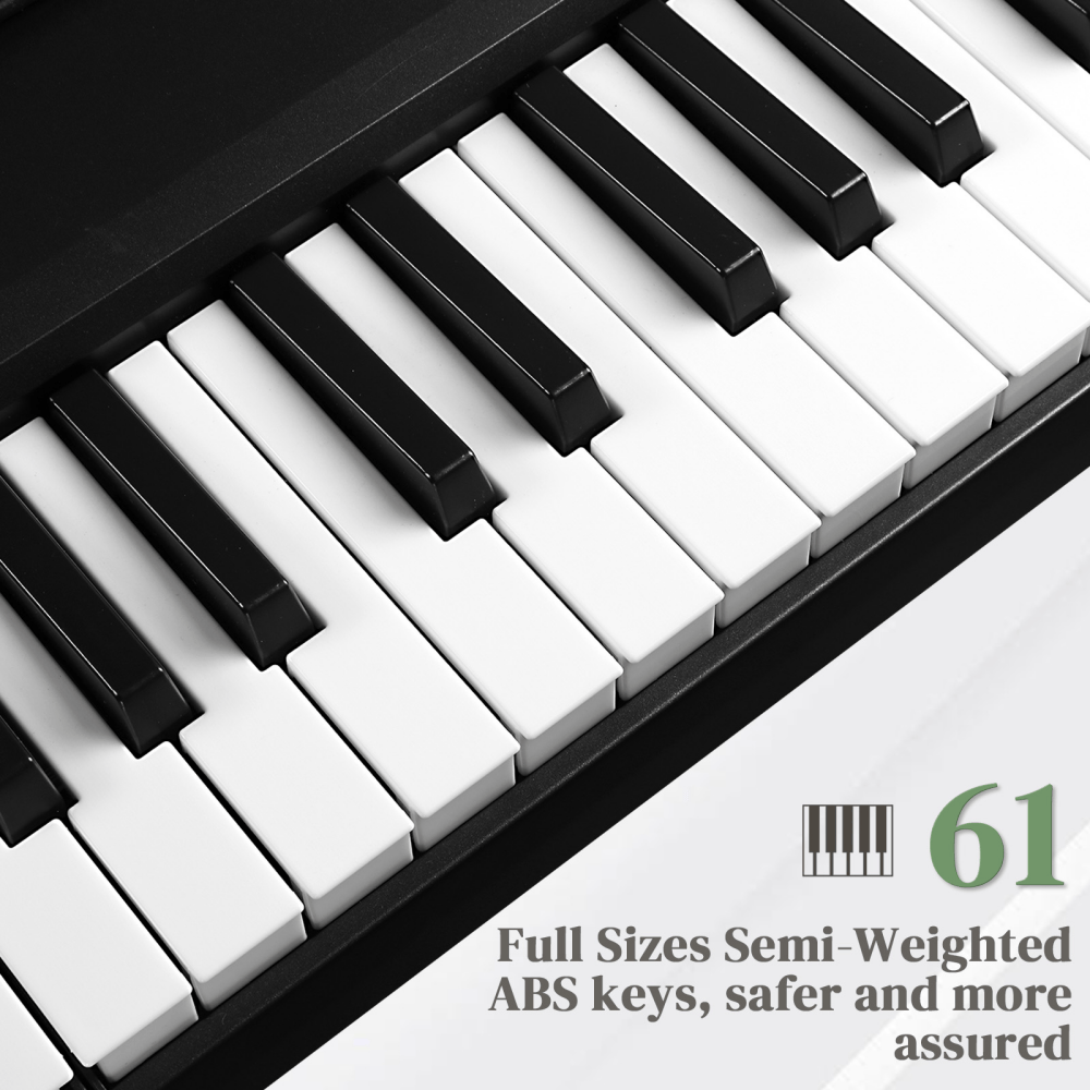 Tcbosik 61 Key Folding Digital Piano with Bag, Semi-Weighted Keyboard with Bluetooth for Beginner, Black