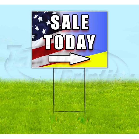 Sale Today Right Arrow-Flag (18" X 24") Yard Sign, Includes Metal Step Stake