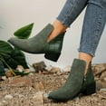thumbnail image 5 of Mepaouo Western Ankle Bootie Womens Suede Stacked Heel Chelsea Slip on Short Boots with Zipper(Green,6.5), 5 of 9