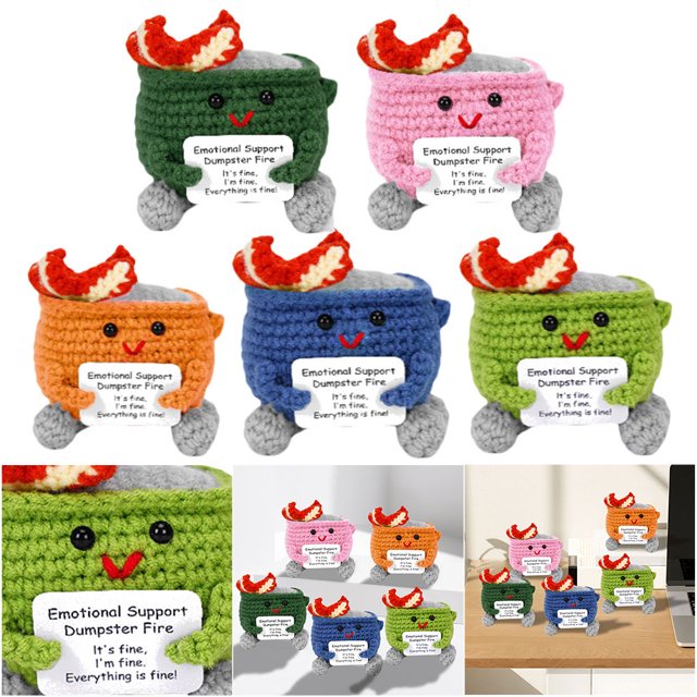 Apoyo Emocional Dumpster Fire Crochet Con Tarjeta Alentadora Lindos Regalos Positivos para Del Y La Oficina