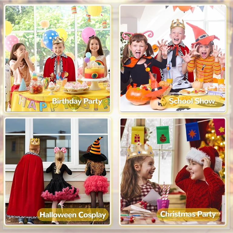King Costume Set for Kids, Royal Crown and King Cape Prince