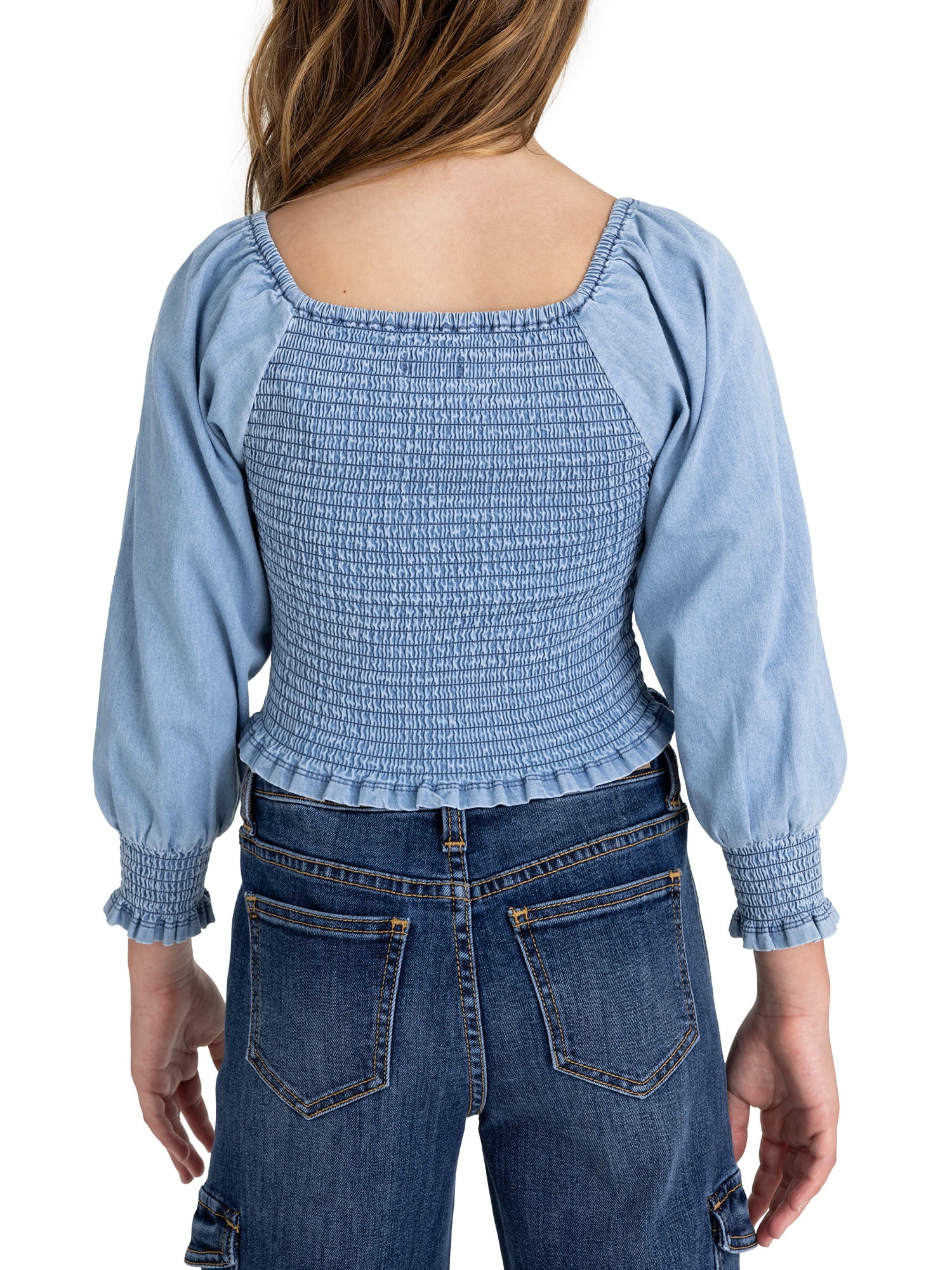 Jordache Girls Smocked Denim Top, Sizes 4-18
