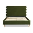thumbnail image 3 of Jennifer Taylor Home Stockholm Modern Wavy Headboard Platform Bed, Queen, Olive Green Performance Velvet, 3 of 8
