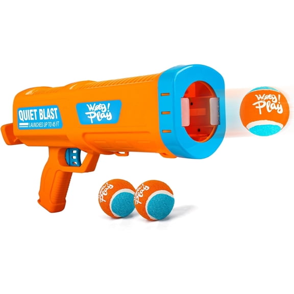 ECO PET SUPPLY  Dog Ball Launcher, Upgraded Dog Ball Blaster with 3 ETPU Balls, Interactive Thrower for Medium to Large Dogs, Play Fetch Toy for Dogs for Outdoor Exercise