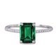 thumbnail image 1 of JeenMata Anillo de Compromiso de 1,25 Quilates con Piedra de Nacimiento de Esmeralda Verde Tallada en Rectángulo Creada en Laboratorio en Oro Blanco de 18 K sobre Plata, 1 of 5