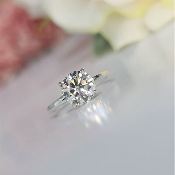 0.70 Carat Round Cut H-VS1 IGI Certified Lab Grown Diamond Solitaire Engagement / Wedding Ring for Women 14k White Gold All Sizes Available