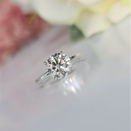 0.70 Carat Round Cut H-VS1 IGI Certified Lab Grown Diamond Solitaire Engagement / Wedding Ring for Women 14k White Gold All Sizes Available