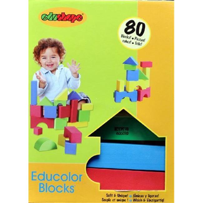 Edushape Educolor Blocks Set Of 80 KidSafe Foam Blocks