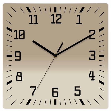 Beige Brown Ombre Wooden Wall Clock Silent Non Ticking, Abstract Modern Art Gradient Square Wall Clocks Battery Operated, Decor Clock for Home Office, Living Room, Kitchen, 12 Inch