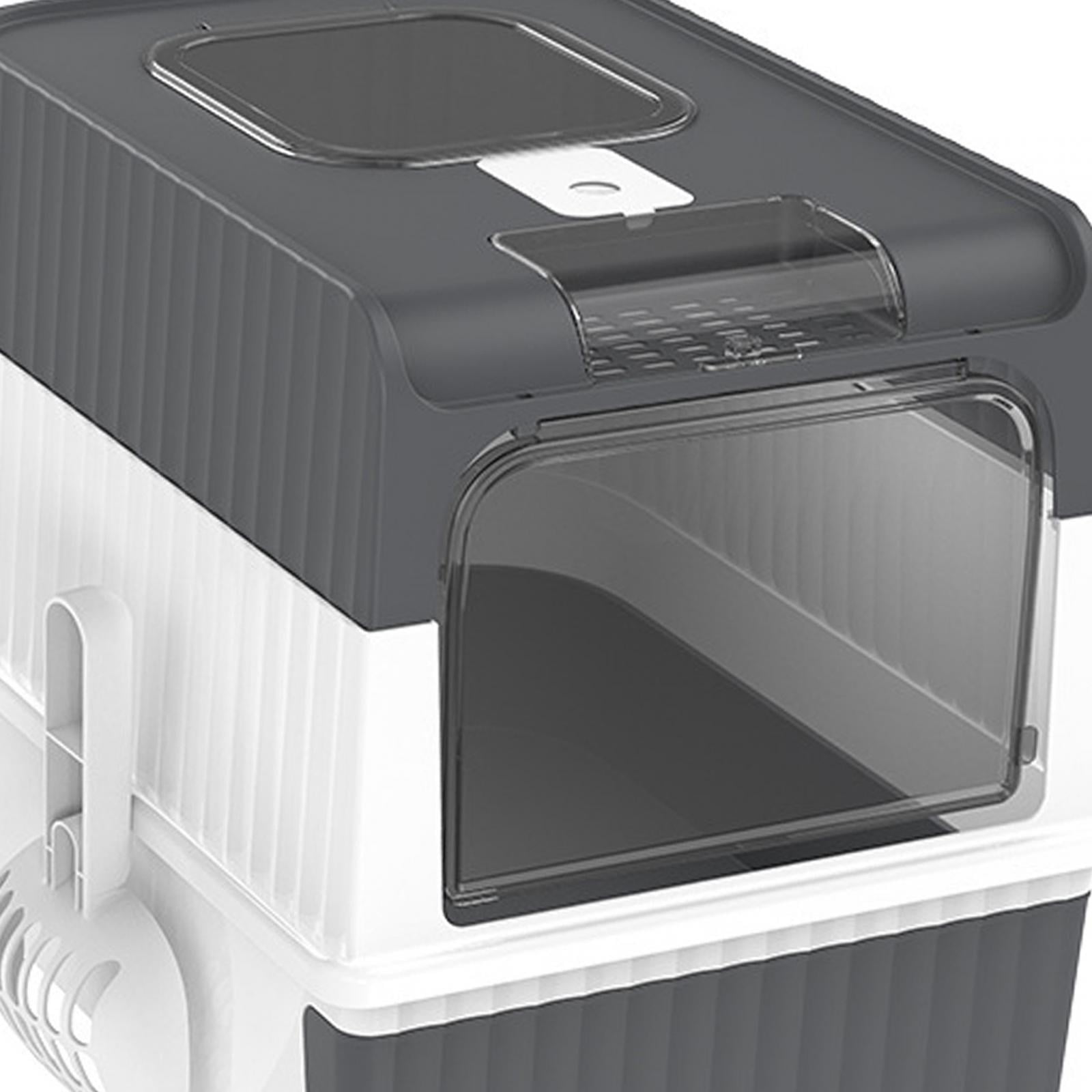 Bvdfgk Enclosed Litter Box, Foldable Large Litter Box, with Front Door Pull-out Drawer, Grey