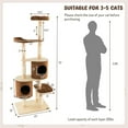 thumbnail image 3 of Demi Bonn 75" Modern Cat Tree Tower for Indoor Cats, 6-level Large Wood Cat Condo with Scratching Post and Removable Pads for Small Large Cats, Brown, 3 of 8