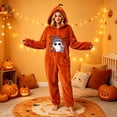 thumbnail image 3 of Halloween Pumpkin Onesie Pajamas, Halloween Cute Ghost Plush Hooded for Adults, Cozy Loungewear for Parties and Movie Nights, Style01# L, 3 of 5
