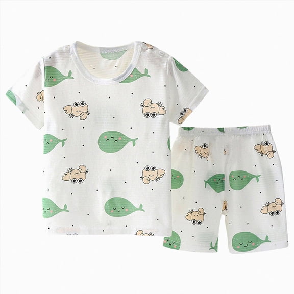 Xudanell Toddler Baby Two-Piece PJ Set Adorable Short Sleeve Top & Comfortable Shorts Sleepwear Dailywear Size 18-24 Months