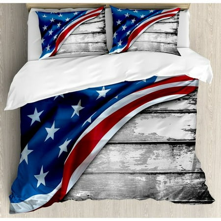 Ambesonne American Flag Close Up Design Over Antique Rustic
