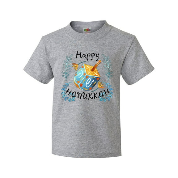 Inktastic Happy Hanukkah Dreidel and Laurels Youth T-Shirt