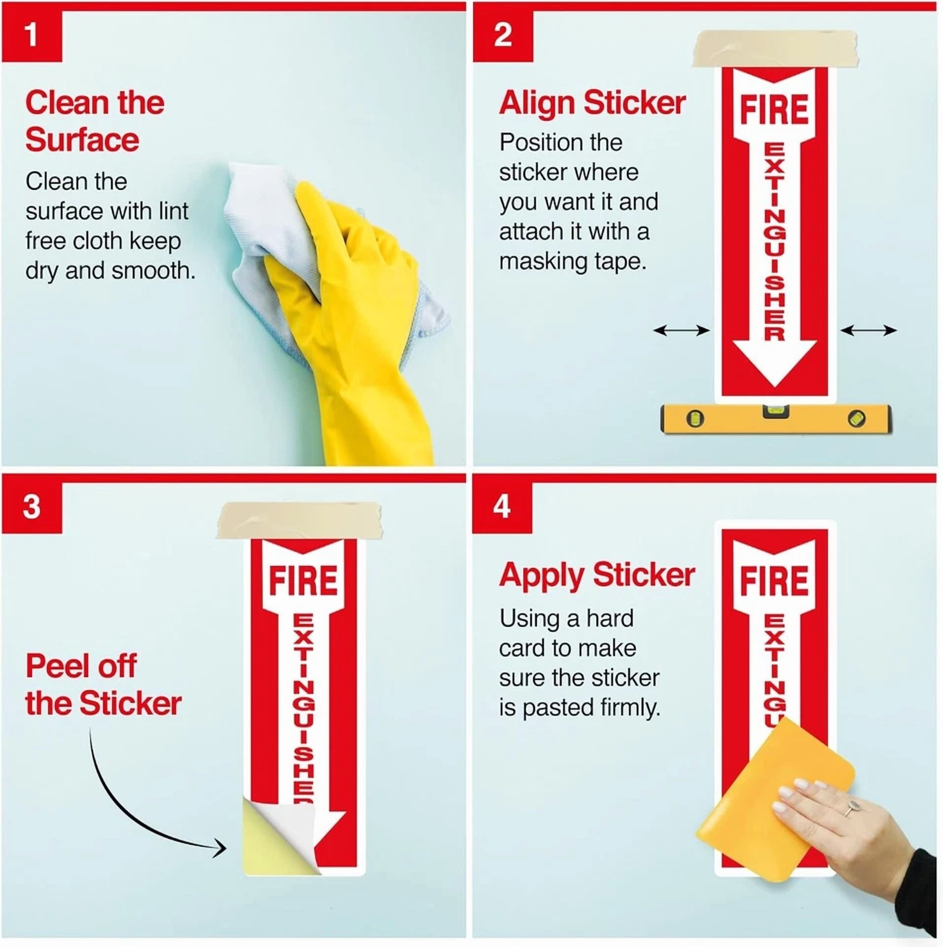 CRESTIN- ?? (10) Self-Adhesive Vinyl (4"X12") "Fire Extinguisher Arrow" Signs..New