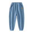 thumbnail image 3 of SonxaHe Toddler Girl Boy Pants Lined Elastic Waist Solid Comfy Thermal Winter Outdoor Trousers Blue,Sized 3-4, 3 of 3