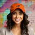 thumbnail image 3 of Dalix Fossil Embroidered Dinosaur T Rex Cotton Dad Hat Baseball Cap Adjustable Mens in Orange, 3 of 5