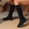 thumbnail image 6 of Wensltd Women Knee High Boots Low Heel Round Toe Winter Casual Slip Resistant Long Boots Black Brown, 6 of 8
