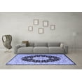 thumbnail image 3 of Ahgly Company Machine Washable Indoor Square Persian Blue Traditional Area Rugs, 4' Square, 3 of 4