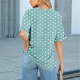 thumbnail image 5 of Tops for Women Plus Size Short Sleeve Print Pocket Polka Dot Casual Round Neck Blouse Sky Blue,Shirts for Women, 5 of 6