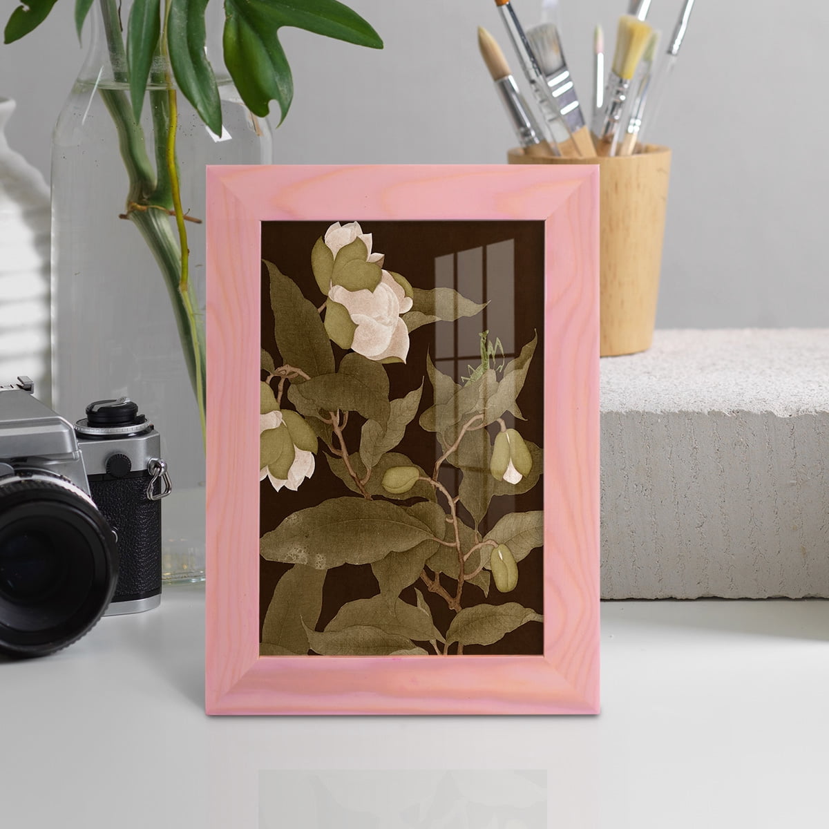 Asian Brocade I - Framed Print w/glass - Sunset Pink