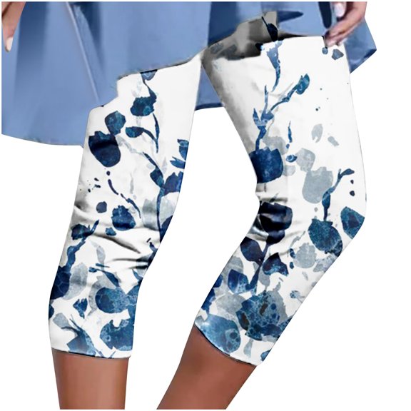 Owordtank Womens Casual Summer Print Trouser Elastic Pants