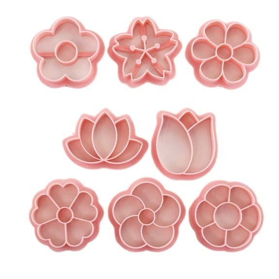 8 Pack Cookie Cookie Embossing Molds Flower Shaped Baking Tools Biscuit Molds PP for Baking Cookie